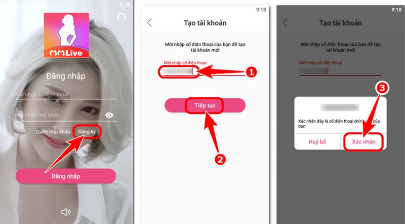 đăng ký mmlive bằng điện thoại